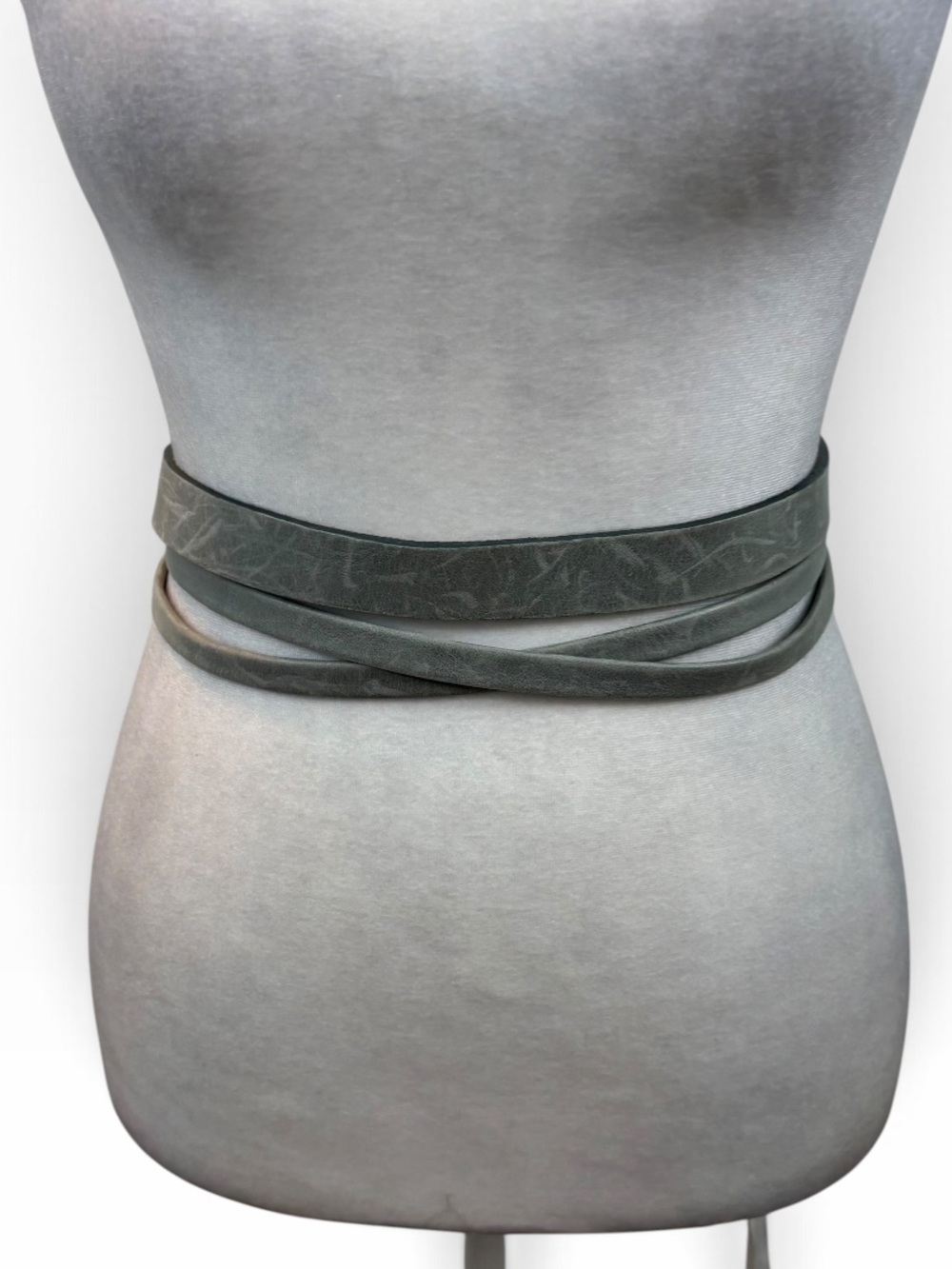 Ada Collection Grey Genuine Leather Wrap Belt One Size